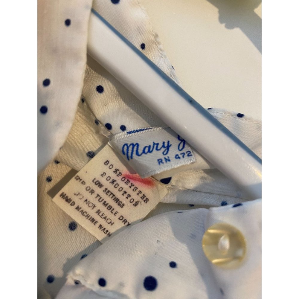 Vintage‎ Mary Jane two piece pajama set size 36 medium white blue polka dot 60s - Picture 11 of 12